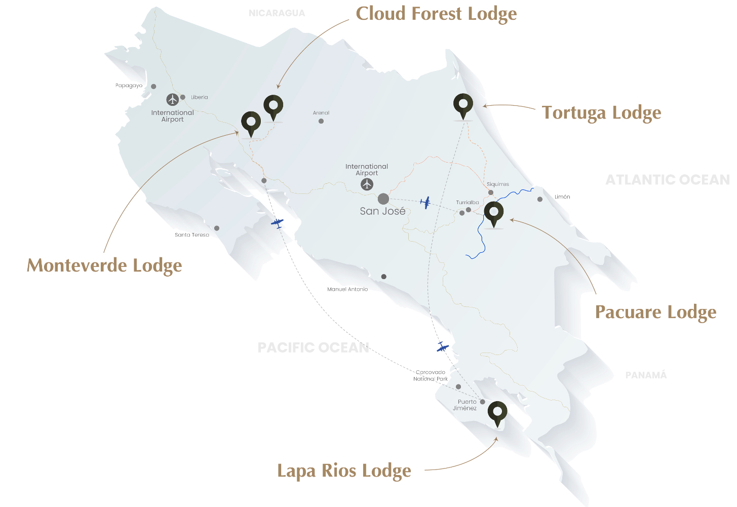Costa Rica Safari Map